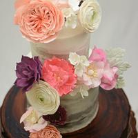 Naked Cake with Sugar Flowers 