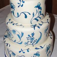 Blue China Wedding Cake