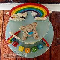 Flynn - Rainbows, bears and blocks. Naming Day Cake