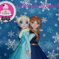 Hand made Elsa and Anna doll cake