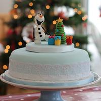 'Frozen' Christmas Cake with keepsake topper