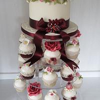 Jackie wedding cake and cupcakes