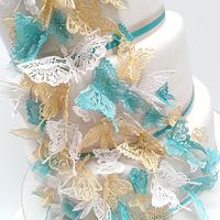 Ashleigh Butterfly cascade wedding cake