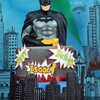 Batman cake with fondant back board.