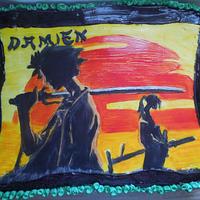 samurai painted cake