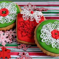 Christmas cookies in  green and red