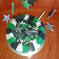 Green, White and Black Star Burst Cakee