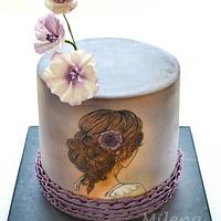 Hand Painted Bridal Shower Cake