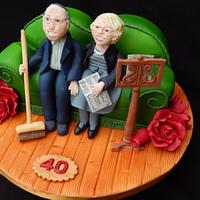 Sofa broom singing Anniversary cake