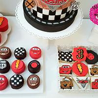 Disney Cars cake, cakepops and cookies