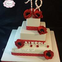 Red poppies cake