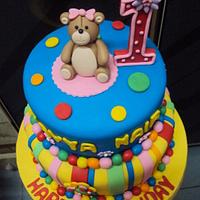 2 tier Bear Fondant Cake