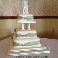 Stacked and pillared wedding cake