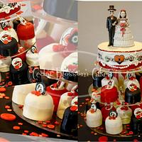 Hotrod and tattoo themed wedding cake