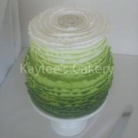 Green Ombre ruffle cake 