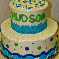 Water waves and dots cake