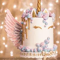 Unicorn Drip Cake with Meringue Wings
