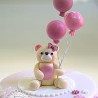 Teddy & Balloons Christening cake - Decorated Cake by - CakesDecor