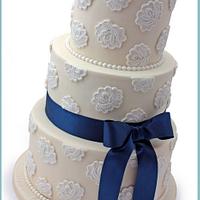 Lace Applique Wedding Cake