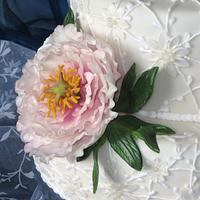 Wedding cake with pink peony