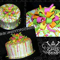 Neon Splatter Party Cake