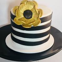 Black and White Horizontal Striped Cake
