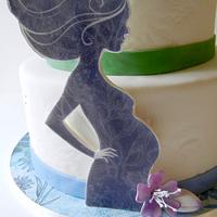 Mommy to be silhouette baby shower cake