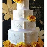 wedding cake with yellow flowers!!!