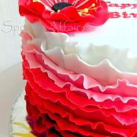 Red Ombre Ruffle cake
