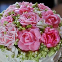 Buttercream flowers 2-tier birthday cake
