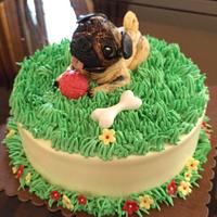 Pug topper cake