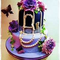 Cake in purple ... roses and butterflies