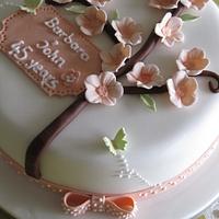 Cherry Blossom Anniversary Cake