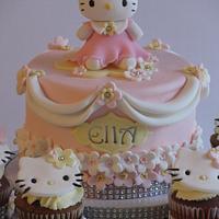 Hello Kitty cake and cupcakes! 