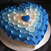Blue Ruffle Heart cake