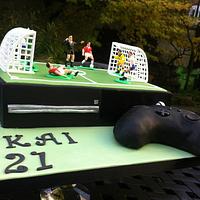 X box and football pitch 
