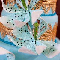 Turquoise and gold lace