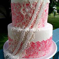 Simple Lace wedding cake