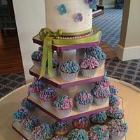 Hydrangea Bridal Shower Cupcake Tower