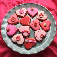 Valentine's cookies and cake topper