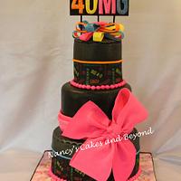 40th Birthday Black Fondant Cake