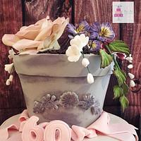 Flower pot gift cake