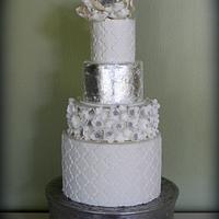 White and Silver Cake
