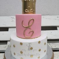 Glamorous 1st birthday cake and sweet table