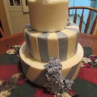 Ruffles,Pleats and Diagonal Stripes Wedding Cake Design