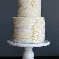 Romantic Buttercream Ruffle Wedding Cake