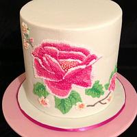 Peony embroidery cake