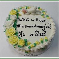Every-bunny loves some-bunny! A gender reveal cake