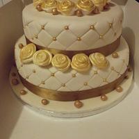 Gold & Ivory Anniversary cake 