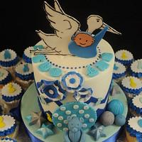 Stork Themed  Baby Shower Cake